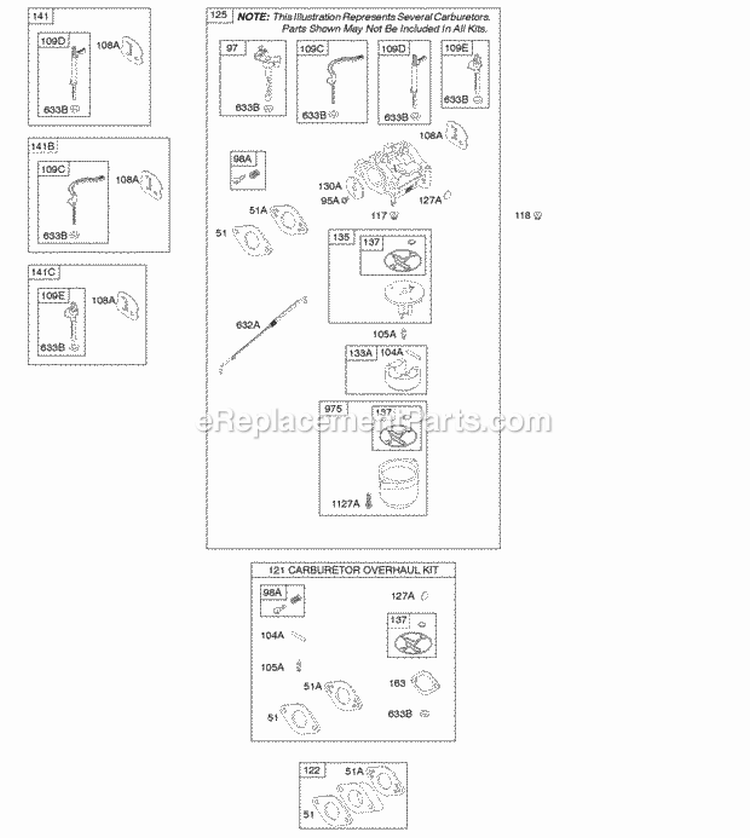 Carburetor Kit - Carburetor Overhaul Diagram and Parts List for 20S207-0120-F1  Briggs and Stratton Engine